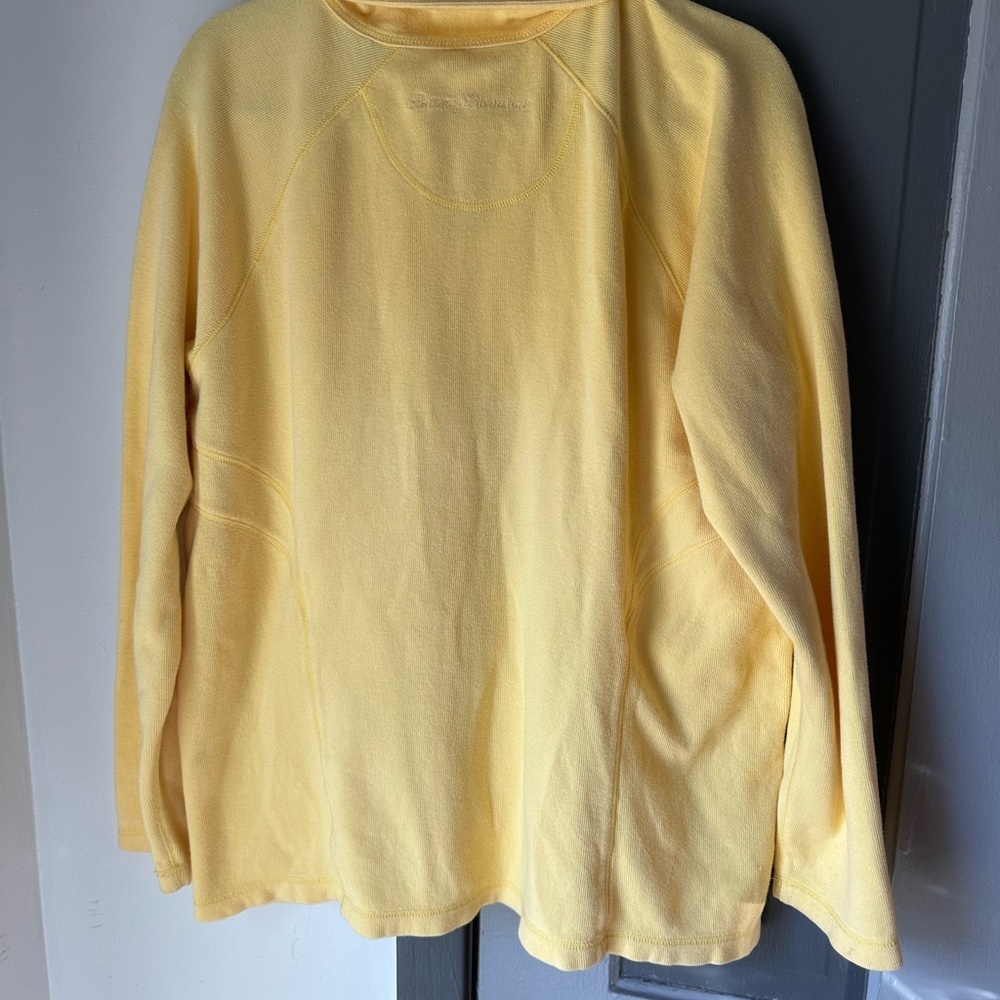 Tommy Bahama Yellow zip up sweater - Picture 3 of 4